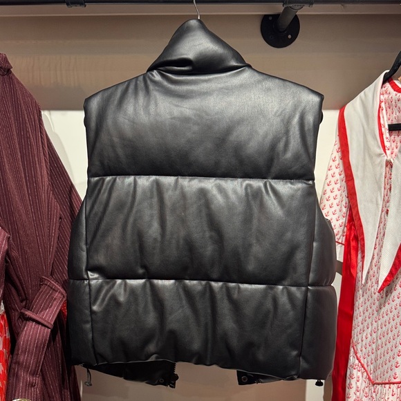 Zara Faux Leather Black Puffer Vest - Picture 6 of 6